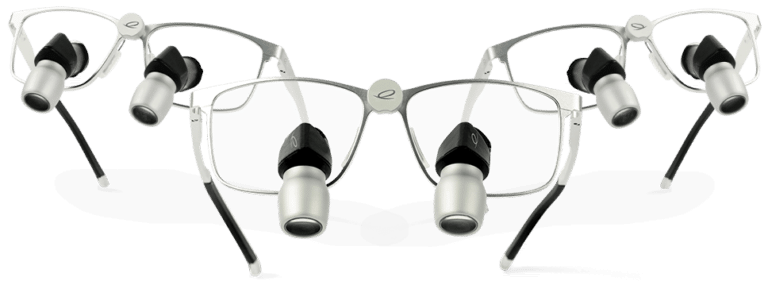 Angled Primatic Loupes On 3 Airon Frame Glasses